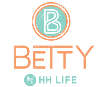 The Betty cyan and orange main logo with HH Life logo (Vertical)